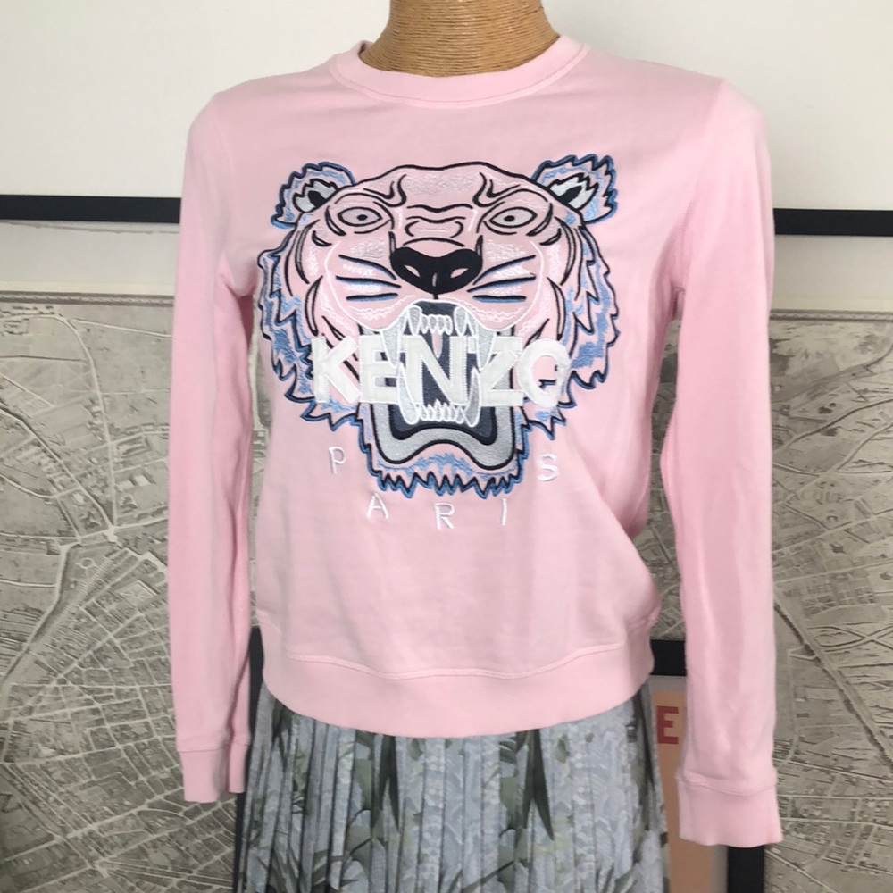 KENZO women Pink Tiger Crest Sweatshirt Size M